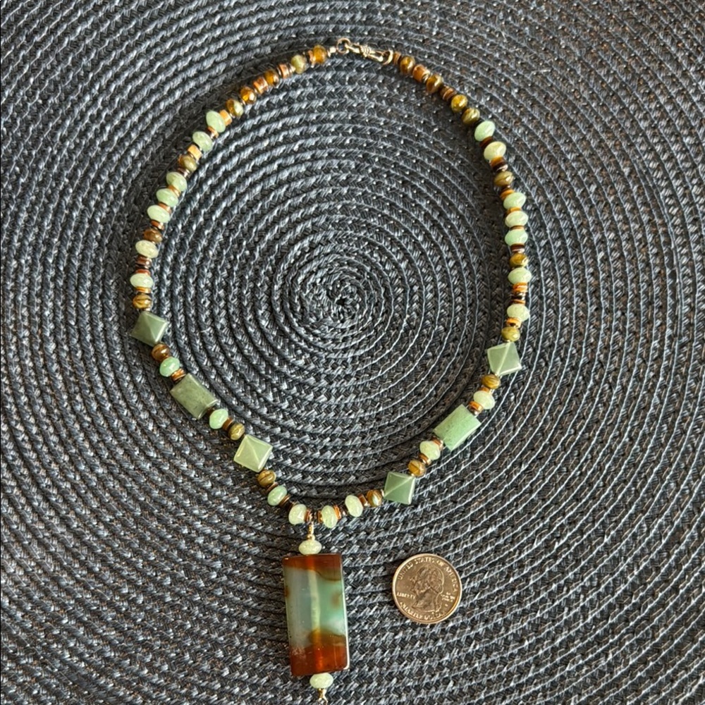 Elegant Green and Brown Beaded Necklace